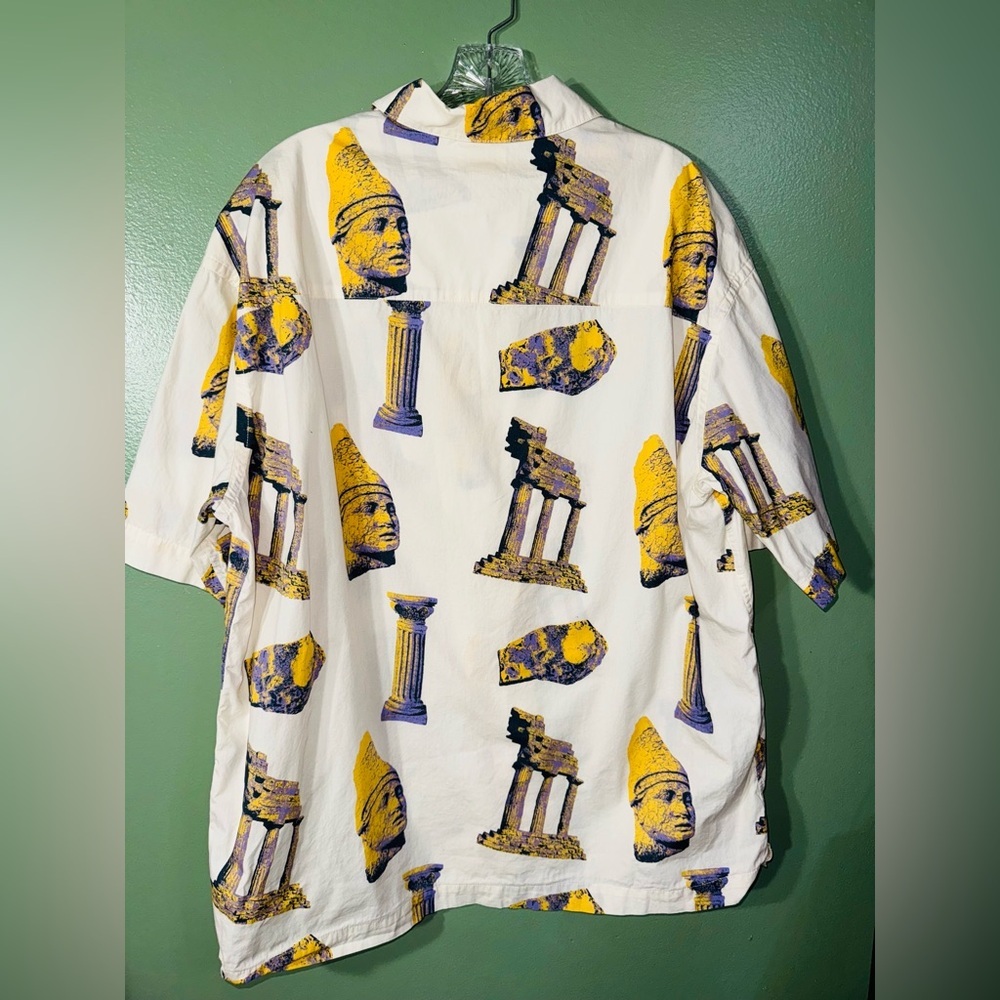 H&M Men's Casual Shirt - White and Yellow Graphic - Picture 2 of 4